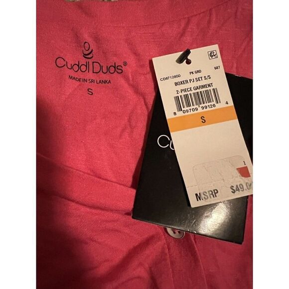 Cuddl Duds Pink Palm Tree V-Neck Boxer Shorts Pajama Set Small NWT - Picture 4 of 5